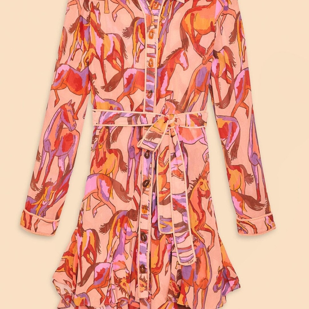 Rose Wild Horses Long Sleeve Mini Dress